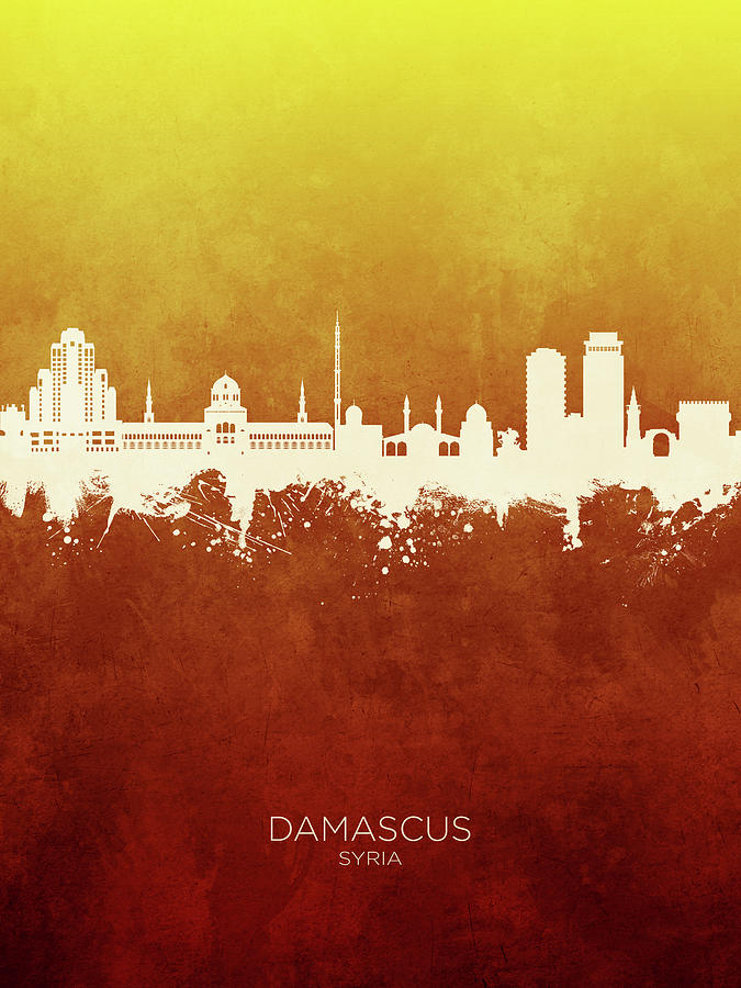 Skyline Digital Art - Damascus Syria Skyline #42 by Michael Tompsett