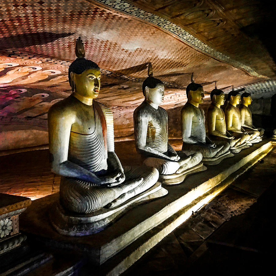 Dambulla Cave Temple Interior Buddha Statues Photograph by Christine Ley
