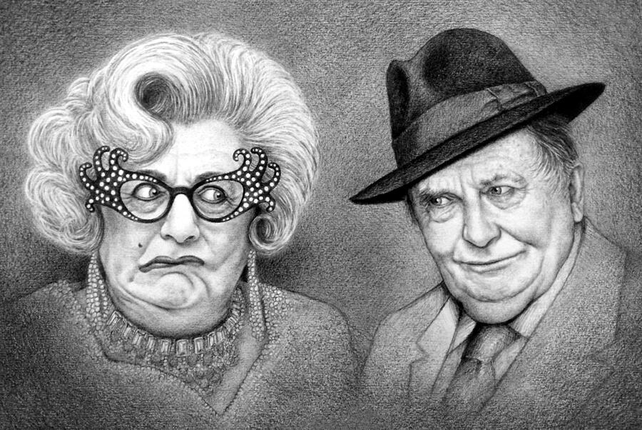 Dame Edna and Barry Humphries Drawing by Michael Lightsey