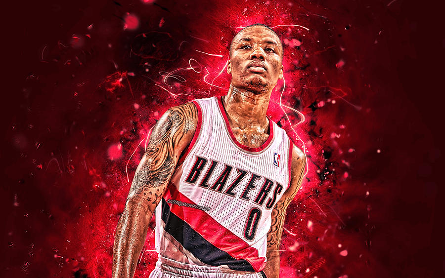 Damian Lillard abstract art basketball stars NBA Portland Trail Blazers ...