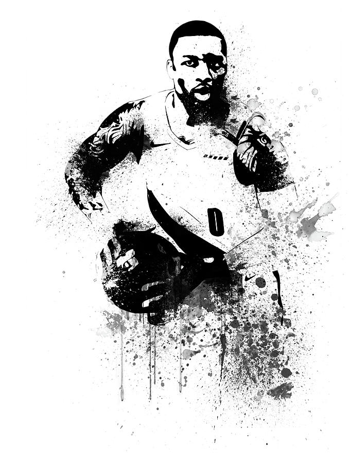 damian lillard black and white