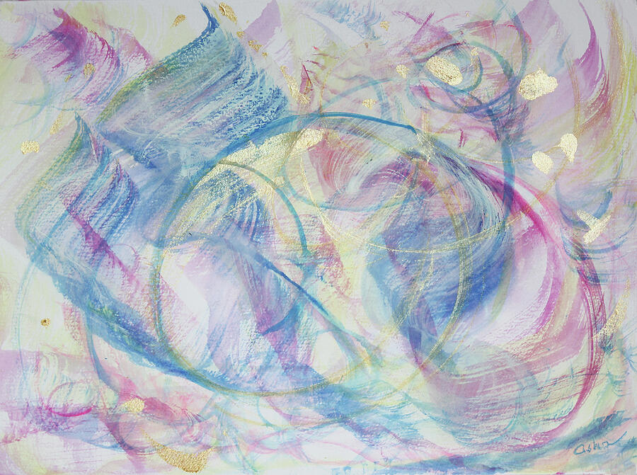 Dance in Blue, Gold and Magenta Painting by Asha Carolyn Young