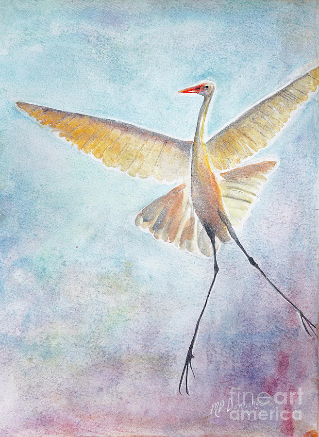Dance Landing- Heron Painting by Patty Donoghue