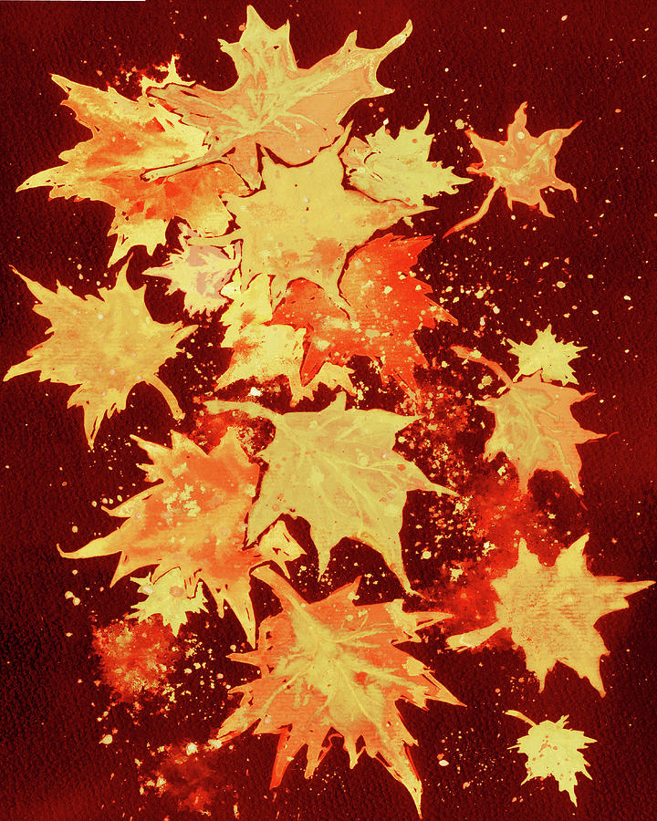 Dance Of Fall Autumn Leaves Watercolor Season Decor VI Painting by Irina Sztukowski