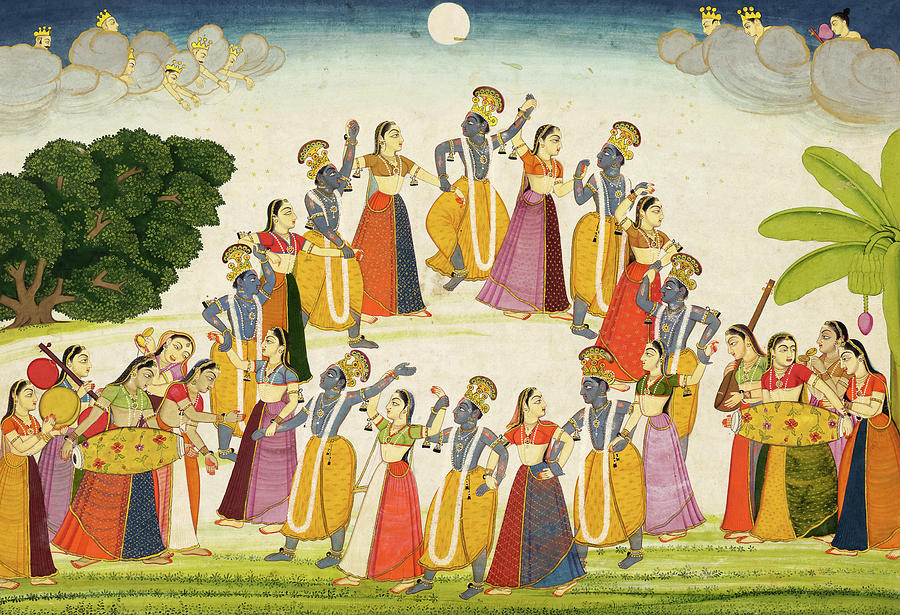 Dance of Krishna and the Gopis, from a History of the Lord Manuscript ...
