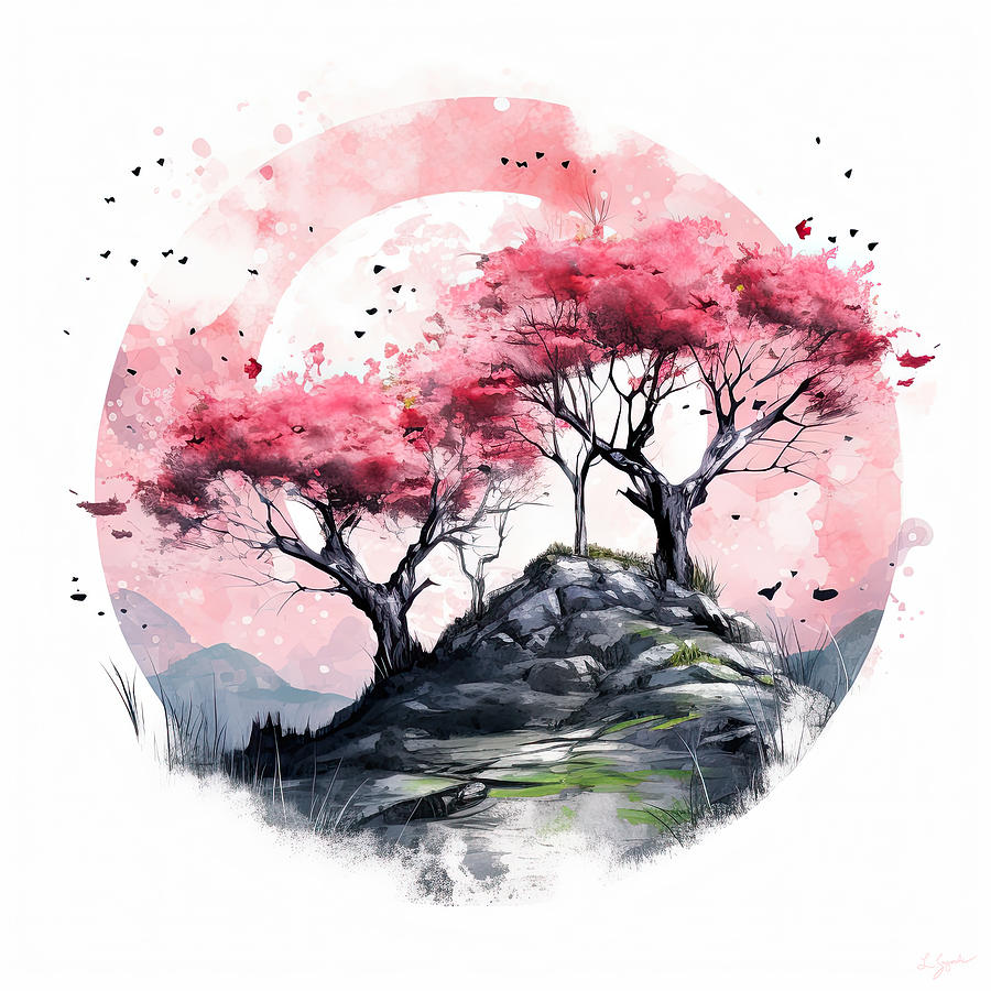 Dance of the Cherry Blossoms Painting by Lourry Legarde