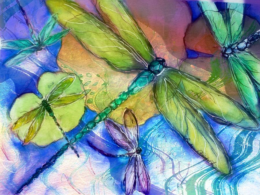 Dance of the Dragonflies Mixed Media by Barbara Chichester
