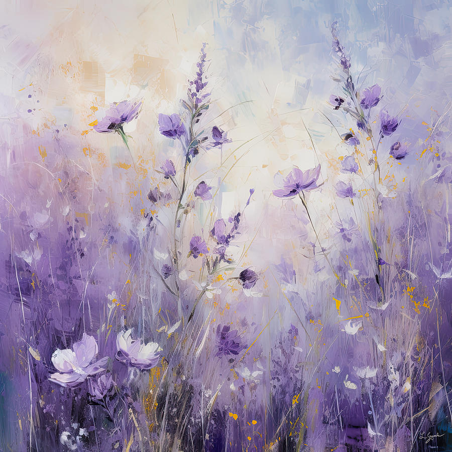 Lavender Painting - Dance of the Lavender Flowers by Lourry Legarde