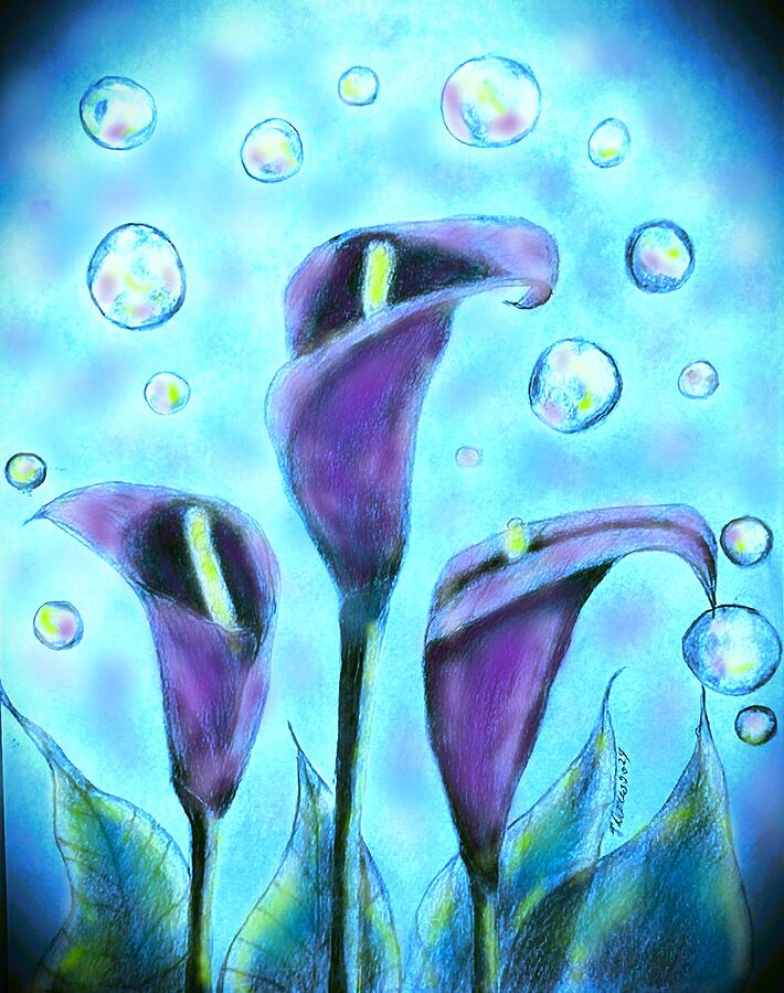 Flower Drawing - Dance of the Orbs by Angela Davies