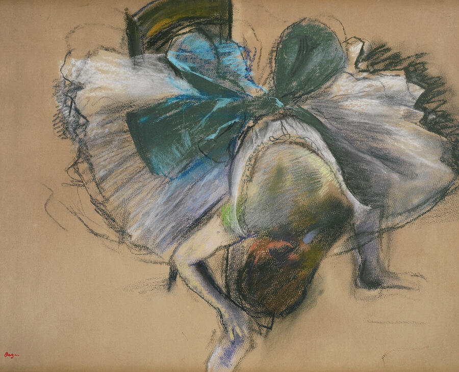 Dancer Adjusting Her Slipper, from 1887 Pastel by Edgar Degas Dancer Adjusting Her Slipper, from 1887 Pastel by Edgar Degas