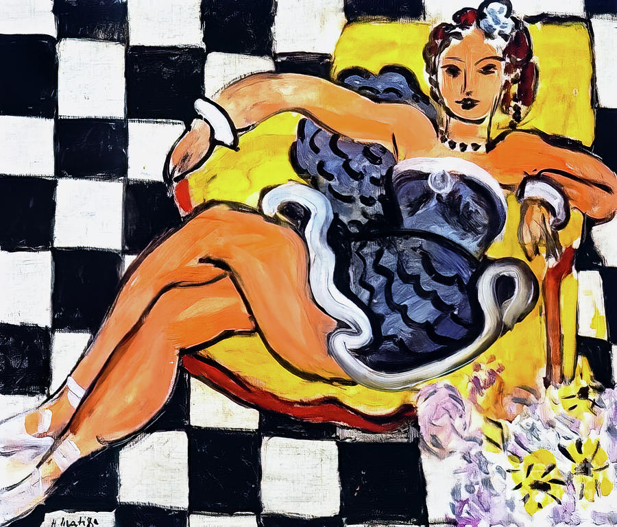 Dancer in Armchair Checkerboard Pattern by Henri Matisse 1942 Painting by Henri Matisse
