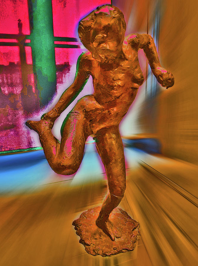 Dancer Looking Back At Her Right Foot. Digital Art