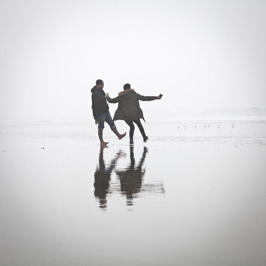 Dancers at Ocean Beach, San Francisco Photograph by Donald Kinney