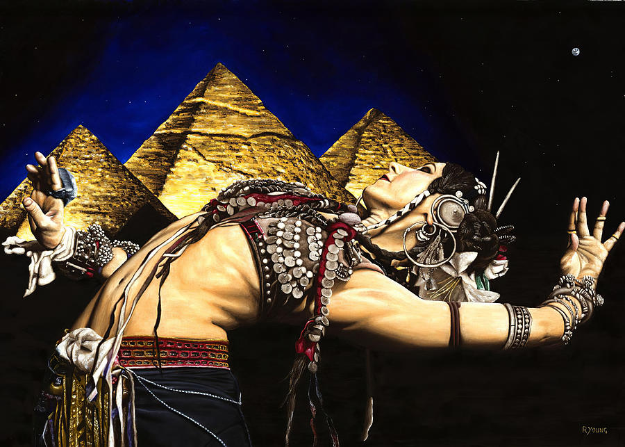 Abstract Digital Art - Dancers Bellydance Of The Pyramids by Towery Hill