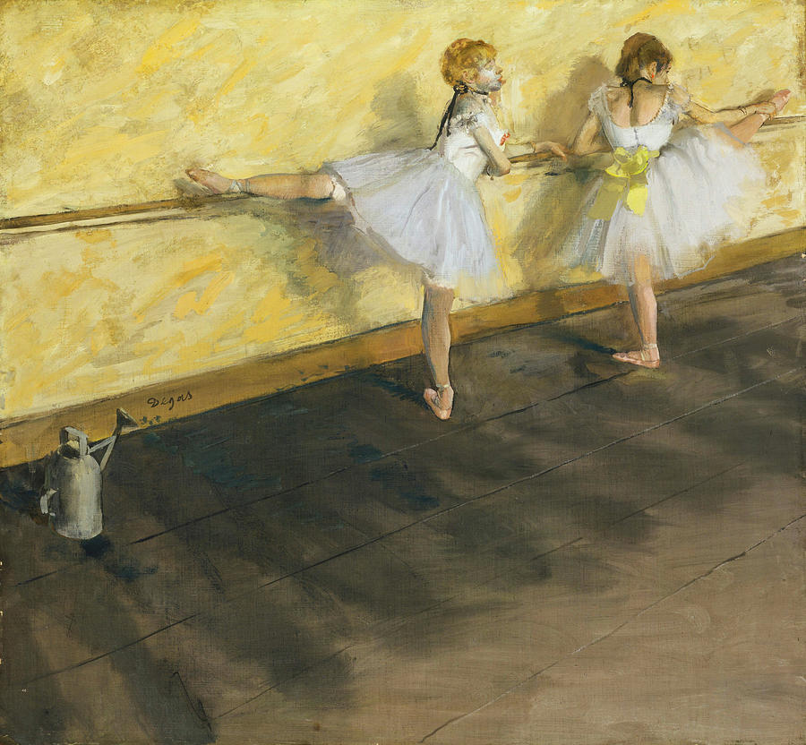 Dancers Practicing at the Barre                                                   Mixed Media by Edgar Degas