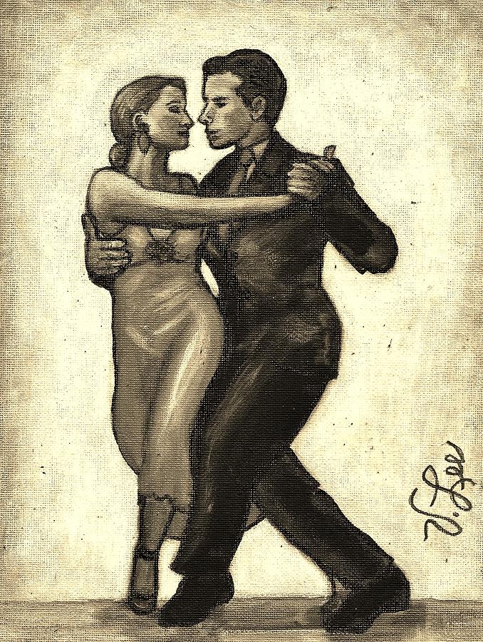 Dancing as One---Sepia Painting by VLee Watson