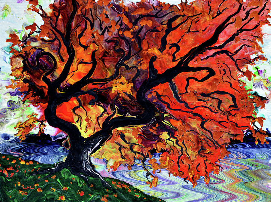 Dancing Autumn Tree Painting by Laura Iverson - Fine Art America