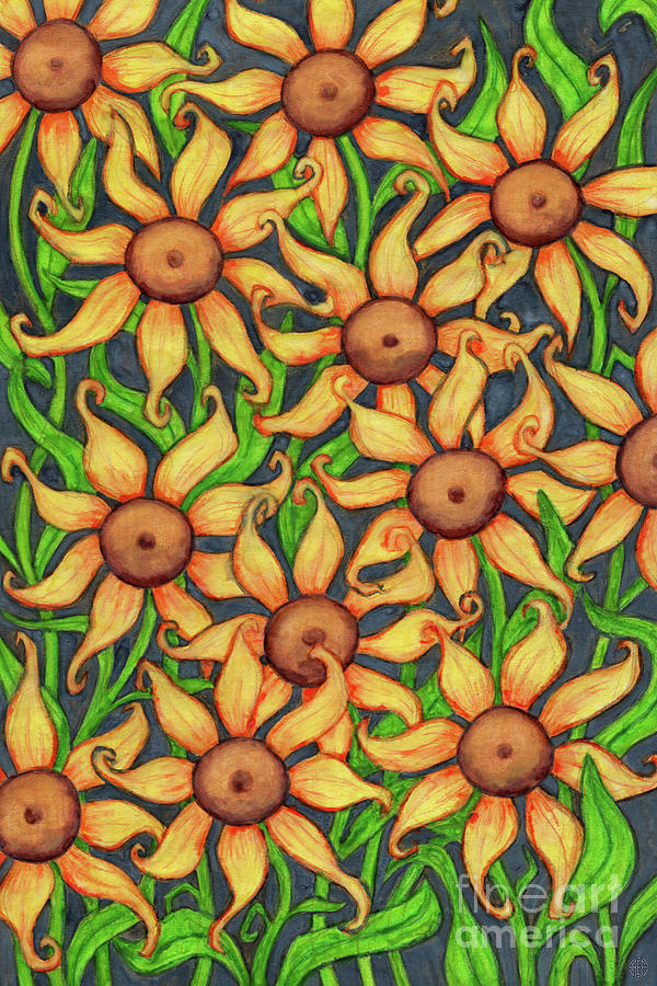 Dancing Black Eyed Susan Painting by Amy E Fraser