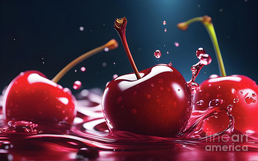 Nature Digital Art - Dancing cherries by Sen Tinel