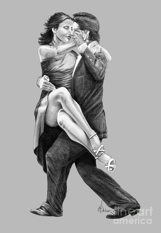 Pencil Drawing - Dancing couple by Murphy Elliott