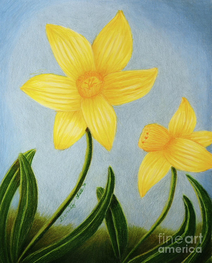 Dancing Daffodils Painting by Dorothy Lee