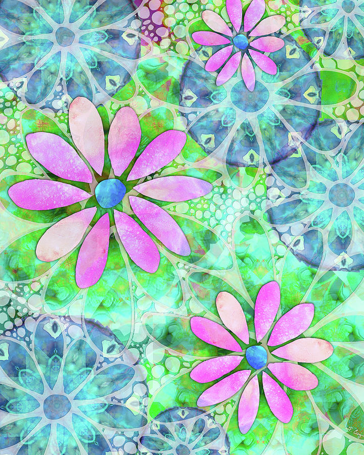 Flower Painting - Dancing Daisies 2 Flower Art by Sharon Cummings