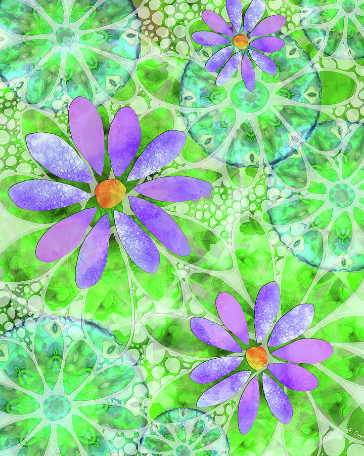 Flower Painting - Dancing Daisies 4 Flower Art by Sharon Cummings