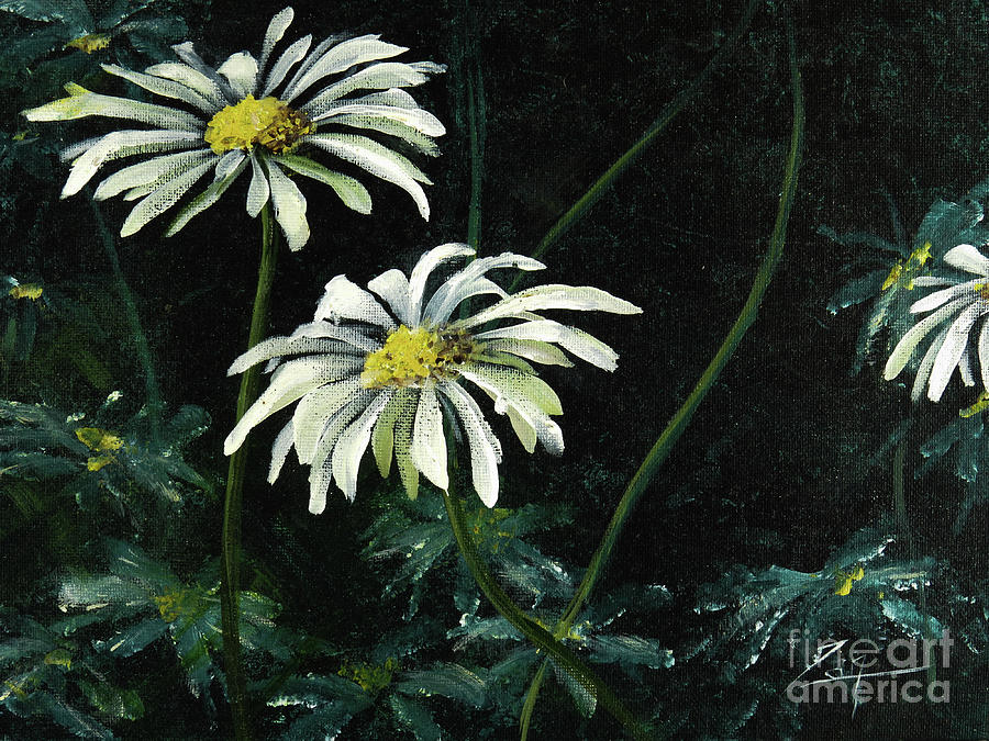 Dancing Daisies in the Moonlight Painting by Zan Savage