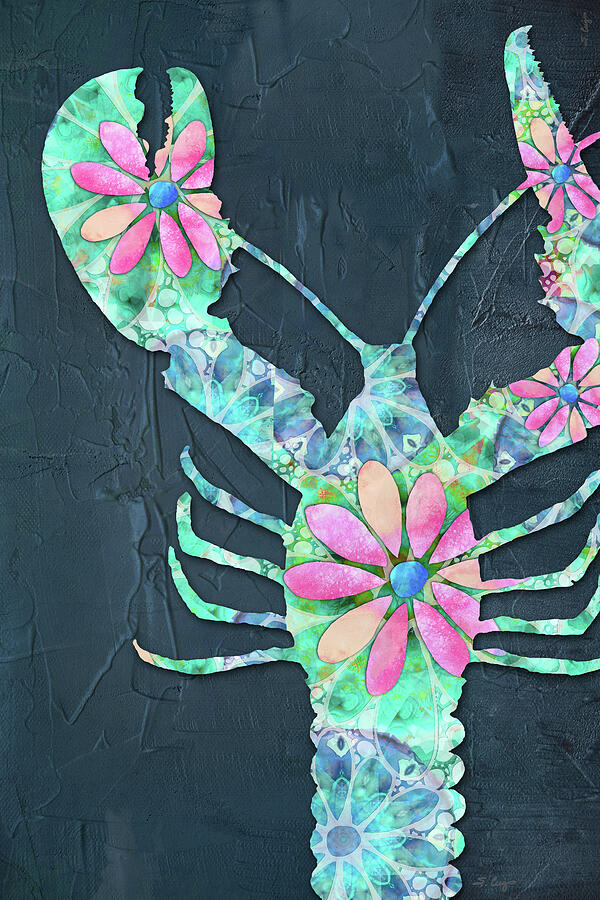 Dancing Daisies Lobster Beach Art 2 Painting by Sharon Cummings Dancing Daisies Lobster Beach Art 2 Painting by Sharon Cummings