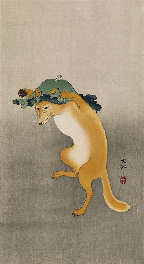 Dancing fox by Ohara Koson Painting by Orca Art Gallery - Fine Art America