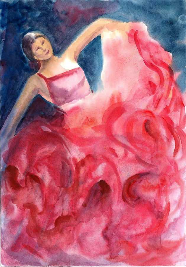 Dancing girl Painting by Asha Sudhaker Shenoy
