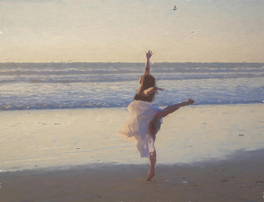 Dancing Girl on the Beach Mixed Media by Alison Frank