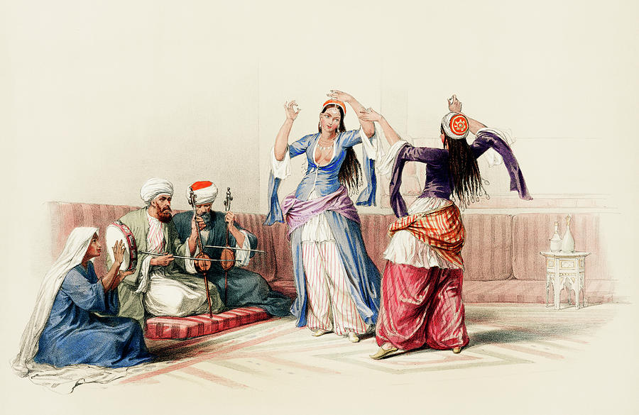 Dancing girls at Cairo by David Roberts Drawing by Bob Pardue