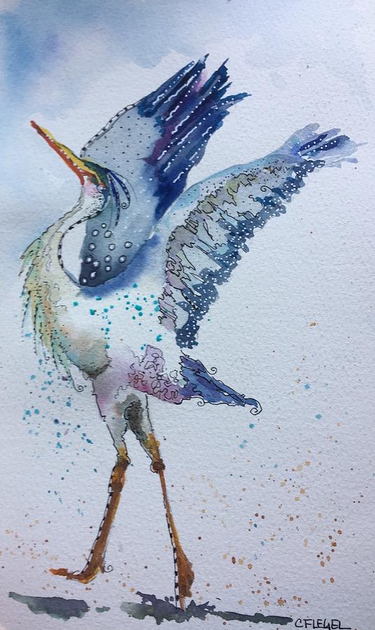 Dancing heron  Painting by Carla Flegel