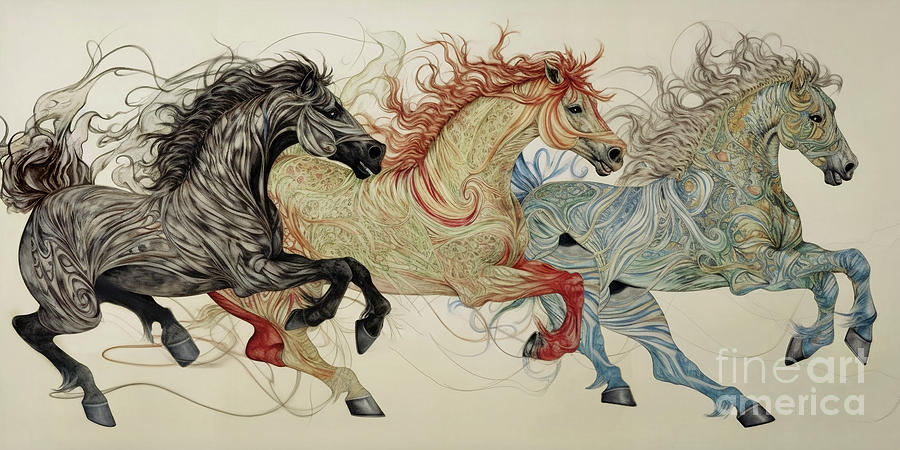 Dancing Horses Painting by Mindy Sommers