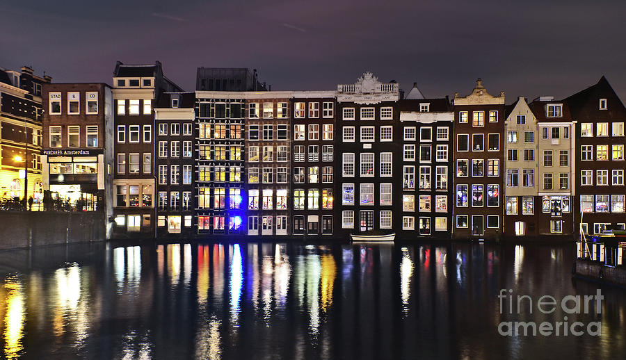 Dancing Houses Of Amsterdam At Night Photograph