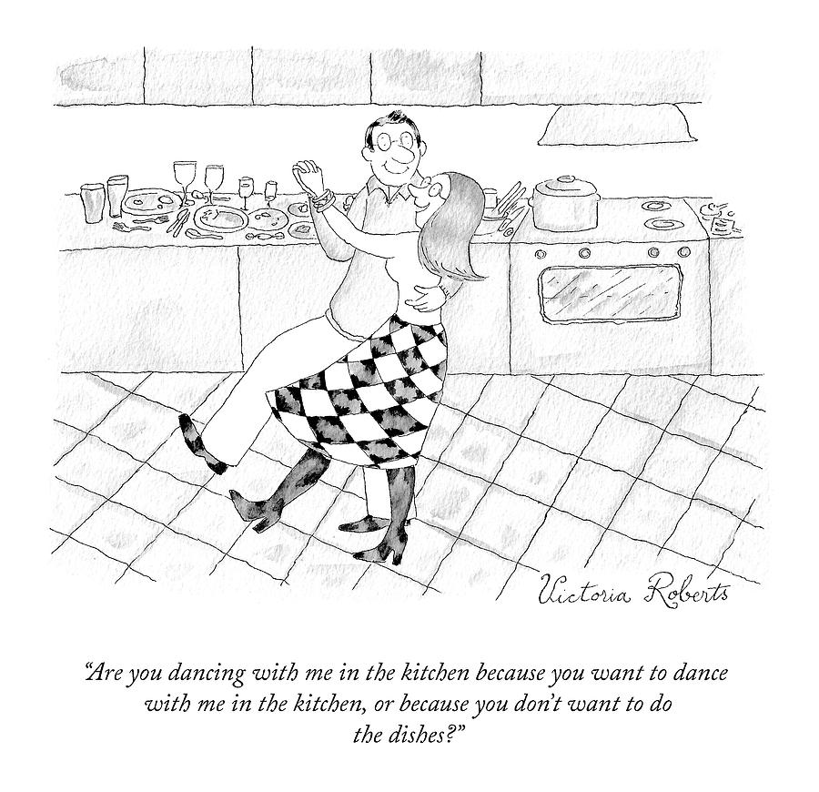 Dancing In The Kitchen Drawing by Victoria Roberts