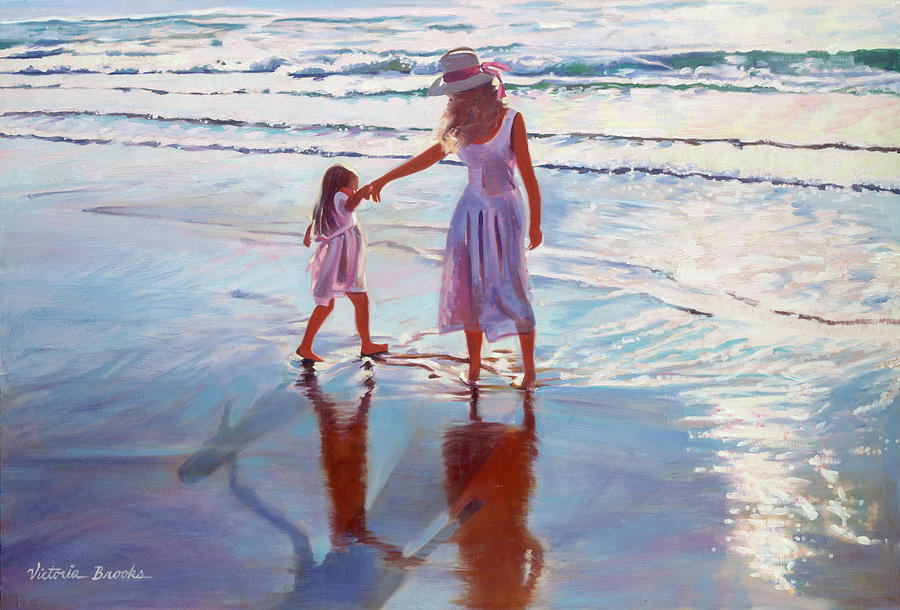Beach Sunset Painting - Dancing in the Light by Victoria Brooks