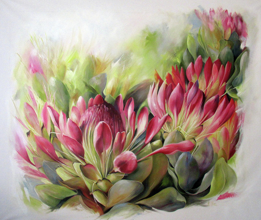 Protea Painting - Dancing in the sun by Ellie Eburne