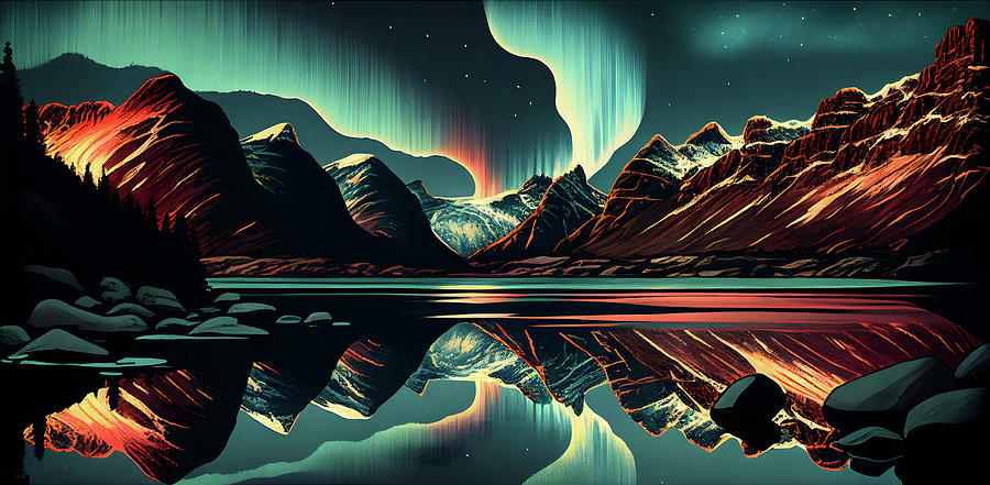 Dancing Lights in the Fjords Digital Art by TintoDesigns
