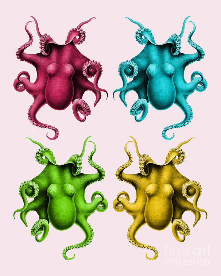 Octopus Mixed Media - Dancing Octopi by Madame Memento