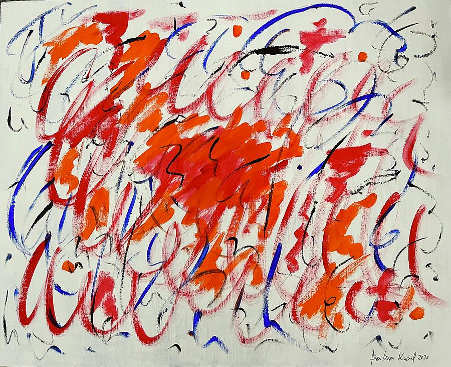 Dancing Red  and Blue Painting by Barbara Anna Knauf