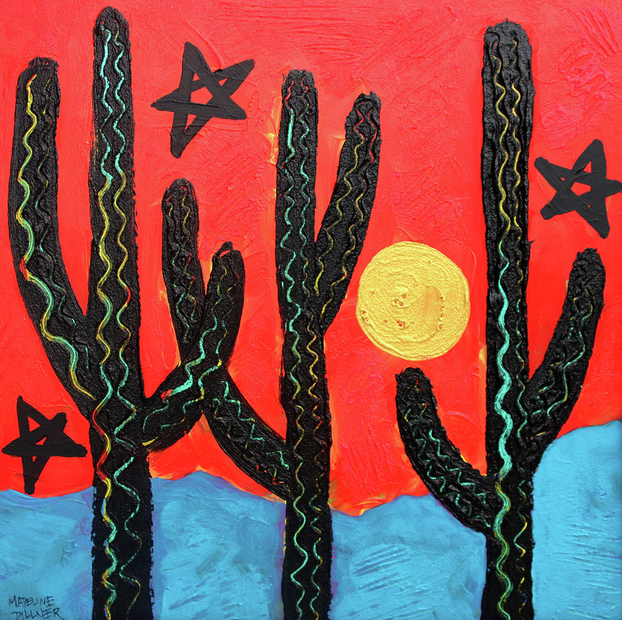 Dancing Saguaro Painting by Madeline Dillner