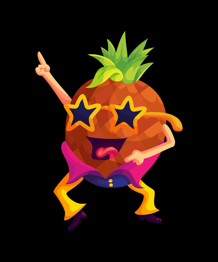 Dancing summer fruits funny cartoon pineapple Mixed Media by Norman W -  Pixels