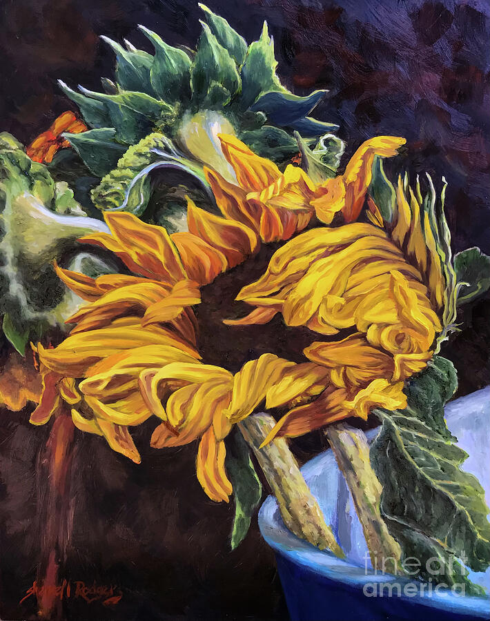 Dancing Sunflowers Painting by Sherrell Rodgers