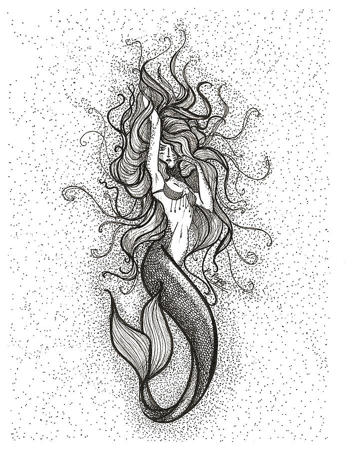 Dancing Waves Enchanting Mermaid  Drawing by Kenneth Pope
