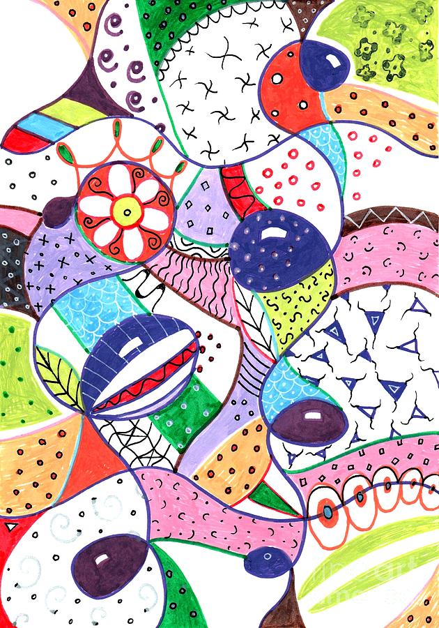 Pattern Drawing - Dancing With Patterns by Helena Tiainen