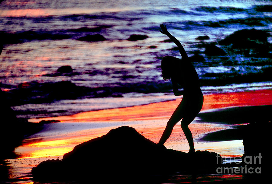 Dancing Woman And Colorful Ocean Photograph