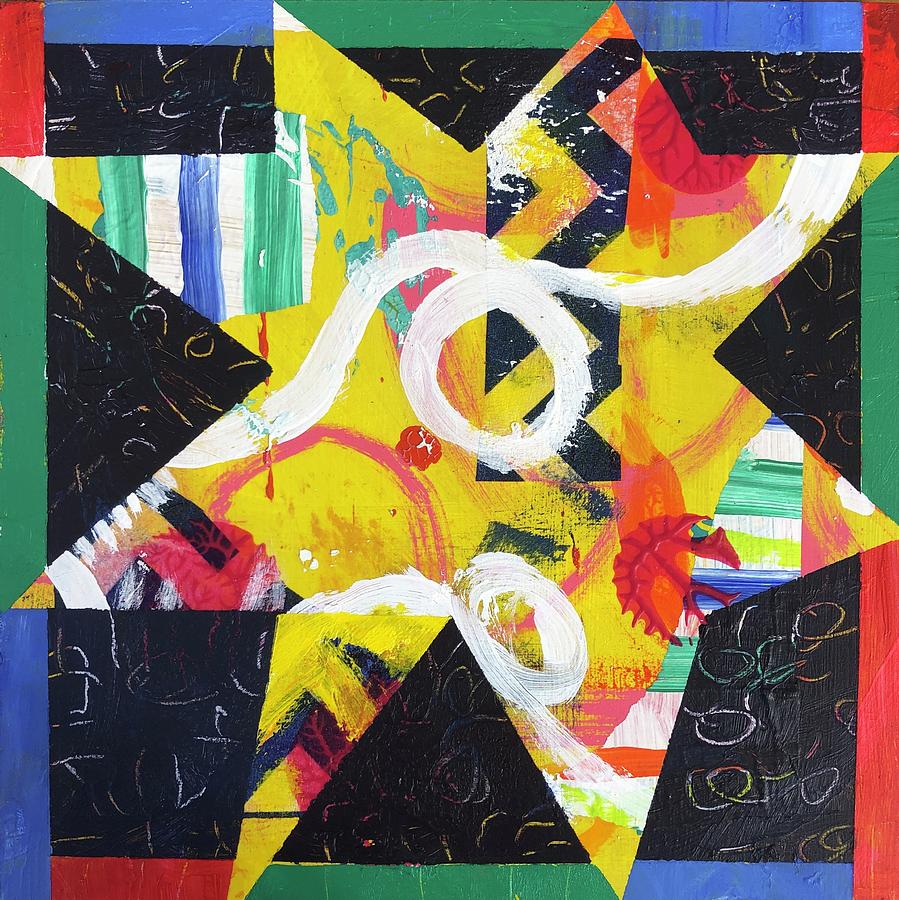 Dancing Yellow Star Painting by Cyndie Katz