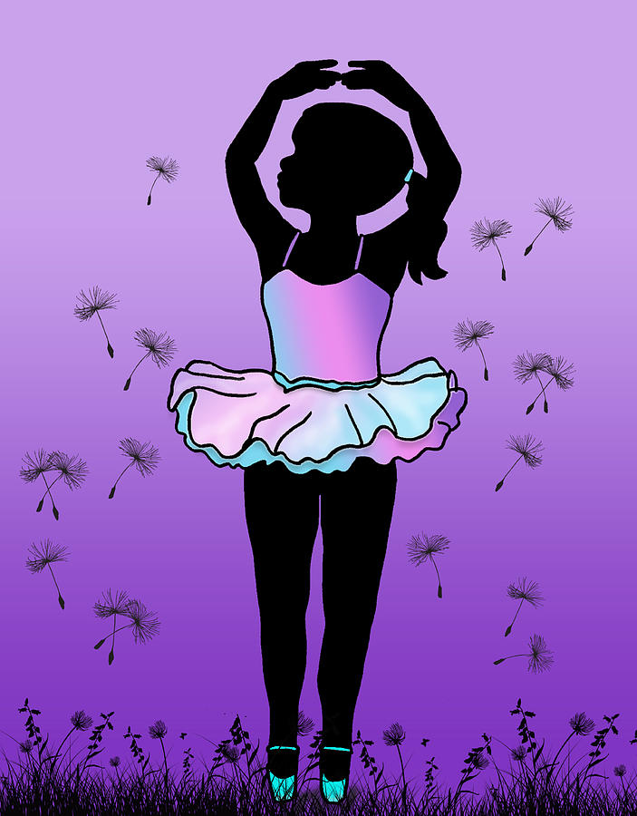 Dandelion Breeze Ballerina - Silhouette Digital Art by Kelly Mills